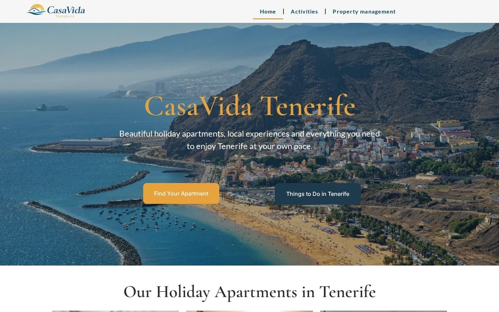 casavidatenerife – asztali weboldalnézet