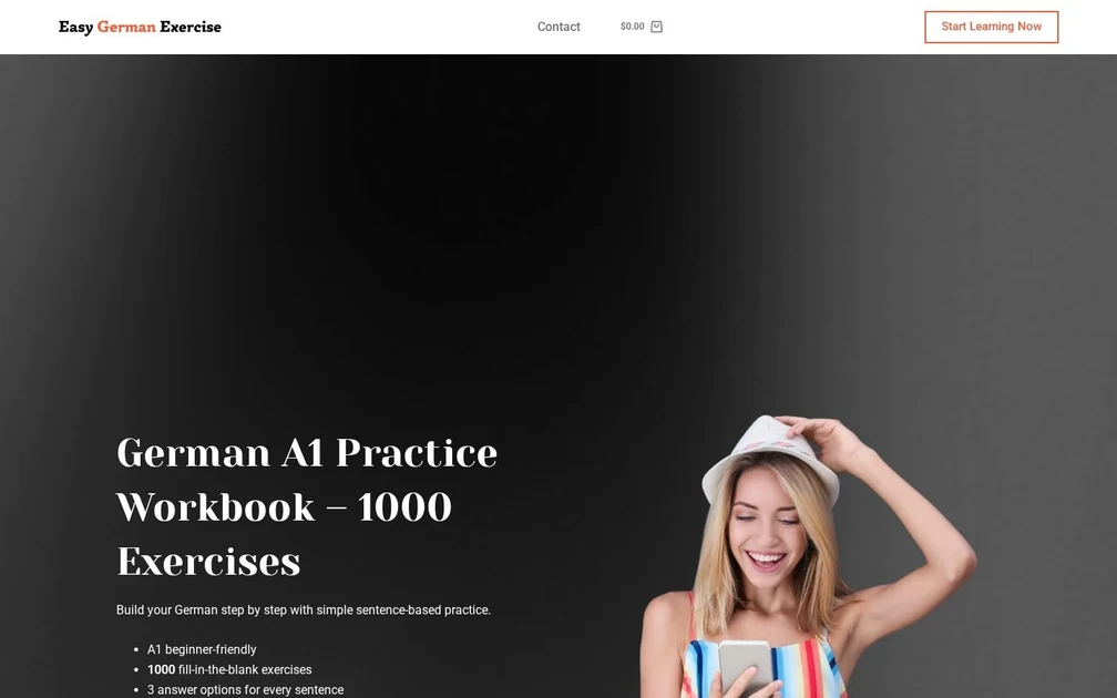 easygermanexercise – asztali weboldalnézet