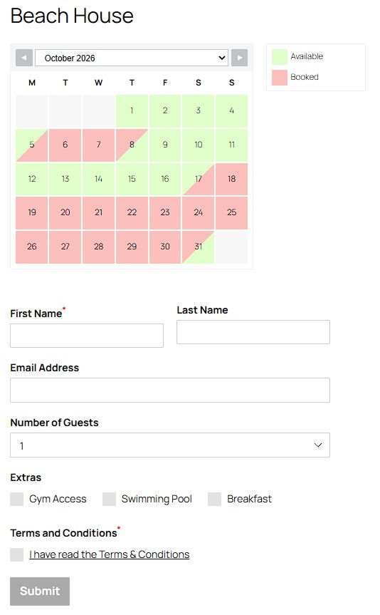 WP Booking System hivatalos naptár- és űrlapbemutató